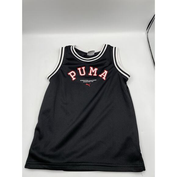 Boys Puma Basketball Tank Top Jersey Black & Red Sleeveless Size 6 - Picture 1 of 4
